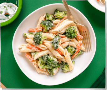 Creamy Pasta Recipe with Veggies and Lactose Free Cheese